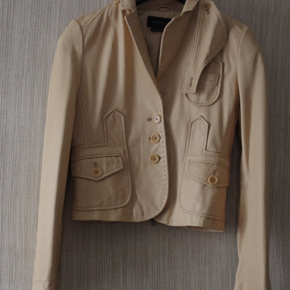 BCBGMAXAZRIA Leather Cream Women Jacket Sz.S - Picture 4 of 13